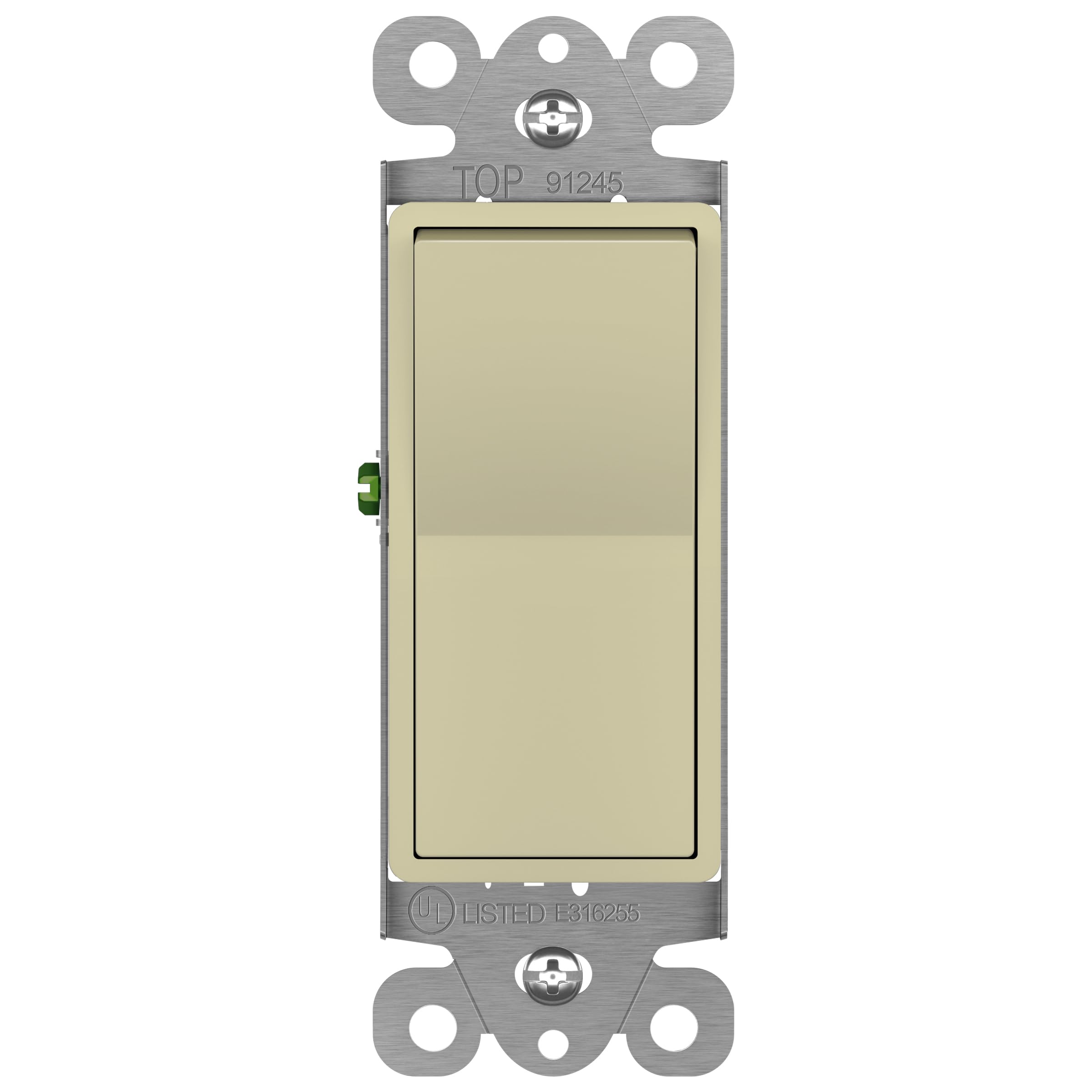 ENERLITES Ivory Momentary Contact Decorator Light Switch for Garbage Disposals - Spring Release Paddle, 120-277VAC 15A Single-Pole UL Listed (Model 91245-I) - Perfect for Kitchen Sink Waste Disposal Units and Home Appliances