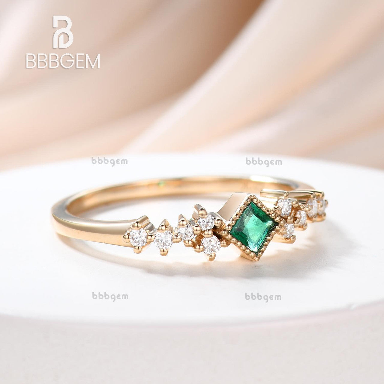 3.5mm Natural Emerald Square Cut Ring for Women - 14K White Gold Minimalist Everyday Jewelry - Perfect for Daily Wear, Office & Special Occasions