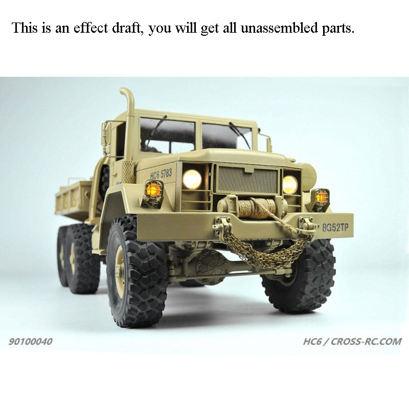 1/12 Scale Cross RC HC6 6x6 Off-Road Military Truck Model Kit - Metal Axles, Motor & LED Lights - US Stock | Hobby, Simulation & Collectible for RC Enthusiasts (Perfect for Terrain Crawling & Military Vehicle Displays)