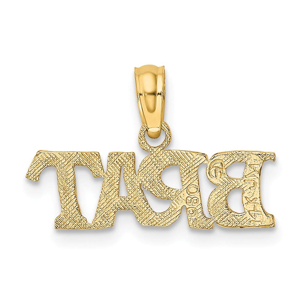 14K Yellow Gold Polished Small Brat Charm Pendant - Elegant Jewelry Gift for Women, Girls - Perfect for Necklaces, Bracelets & Special Occasions