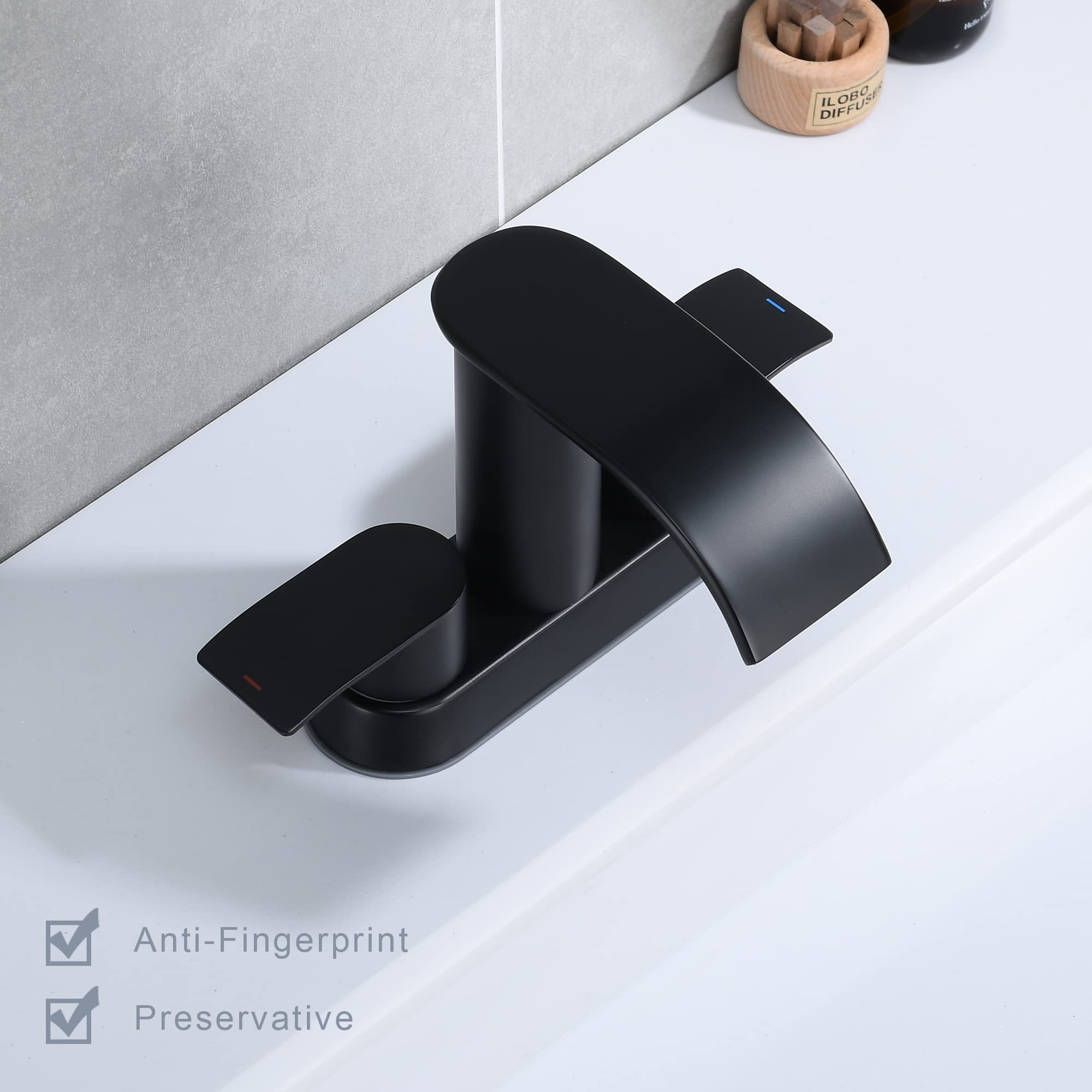 Matte Black Unicorn Bathroom Faucet with Drain Stopper - for Vanity & Basin Sink