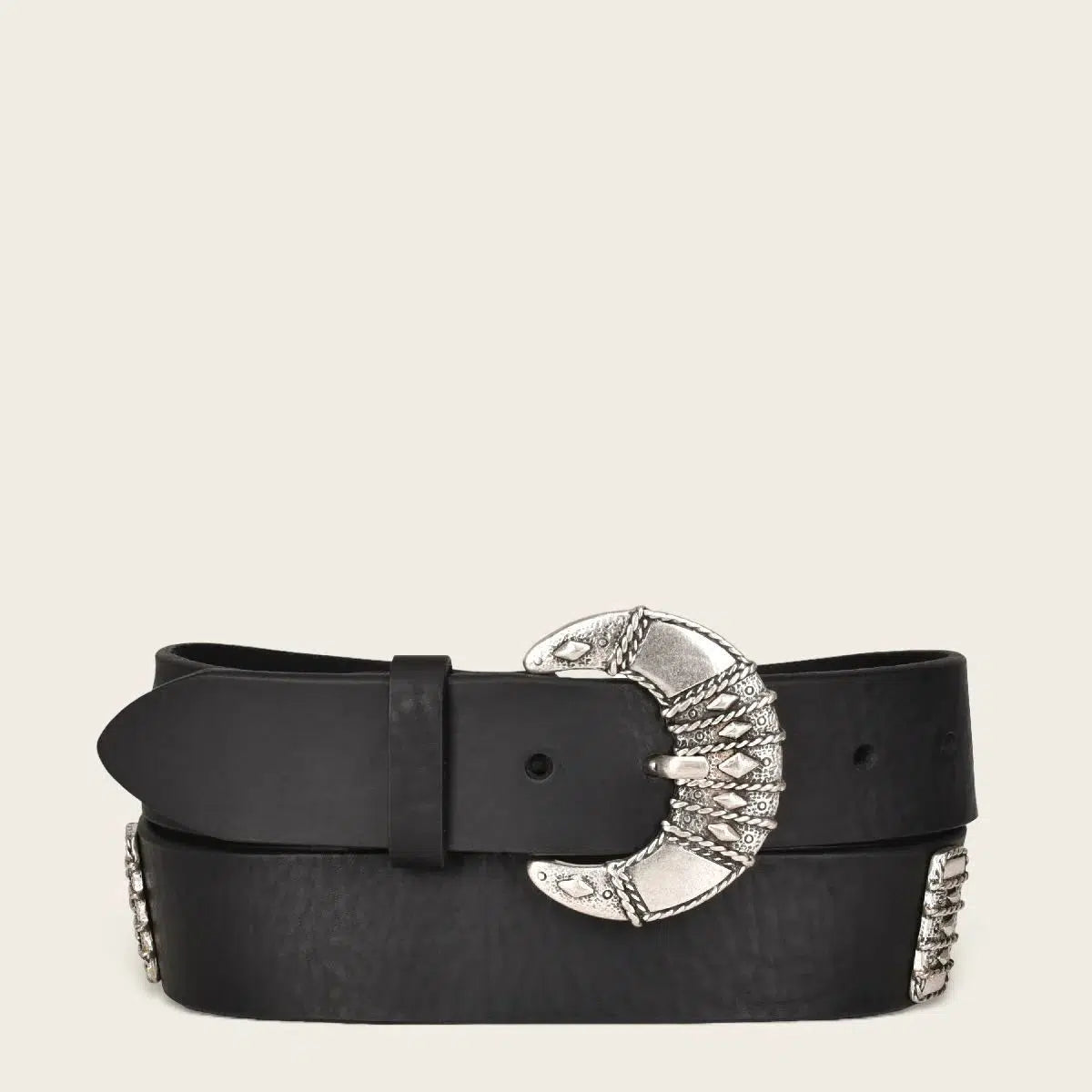 Cuadra Black Casual Western Leather Belt for Women - Stylish & Durable Cowhide Belt for Jeans, Dresses & Everyday Outfits