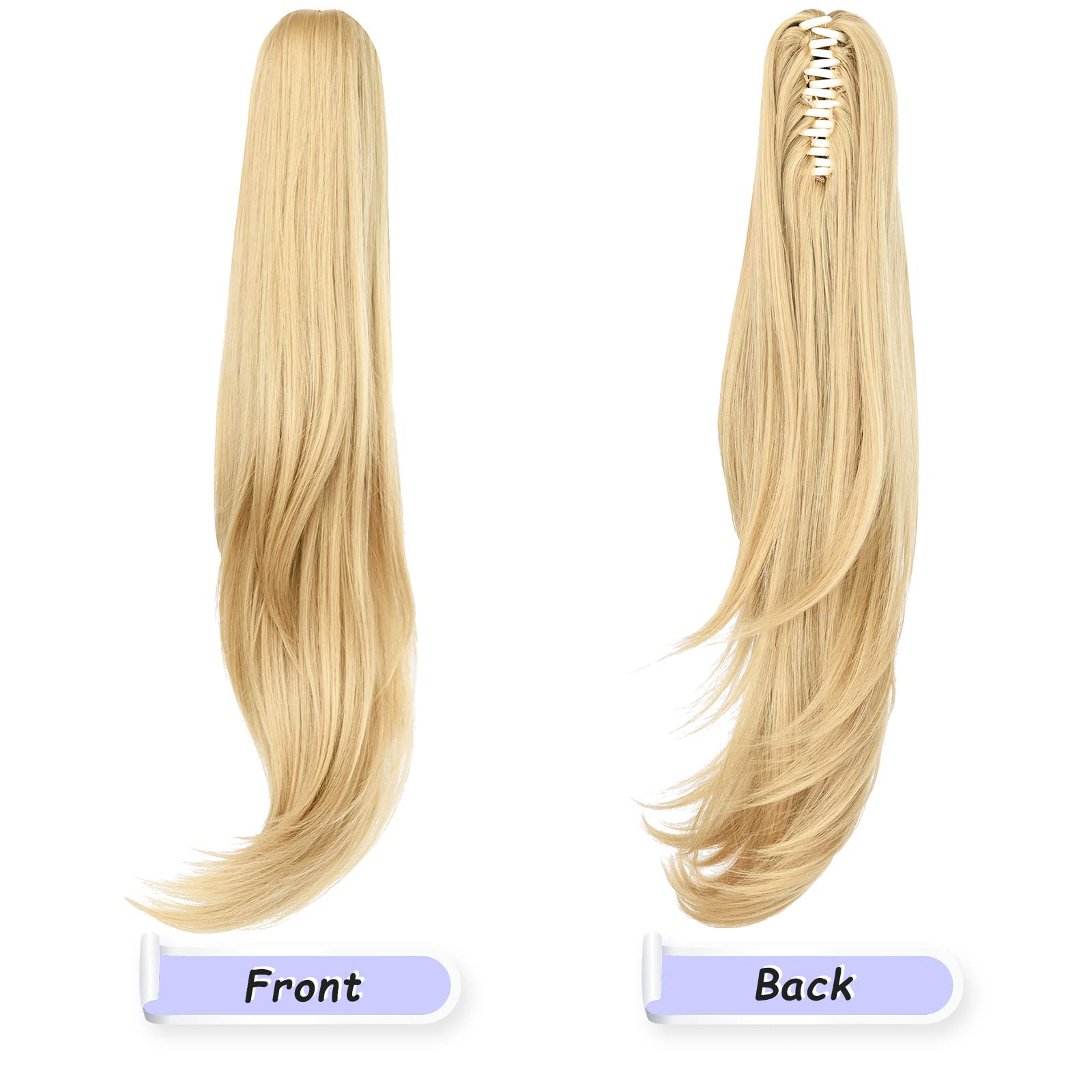 Natural Straight Ponytail Hair Extension with Claw Clip - Seamless Blonde Brown Black Hairpiece for Women - Perfect for Parties, Weddings & Everyday Styling