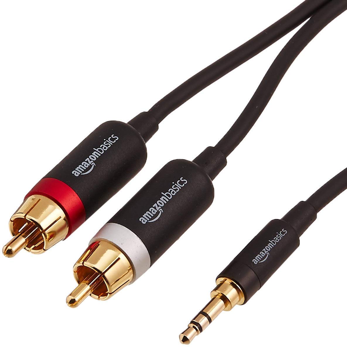 Amazon Basics 2-Male to 2-Male RCA Audio Stereo Subwoofer Cable - 15 Feet & 3.5mm to 2-Male RCA Adapter Cable - 8 Feet - High-Quality Audio Connection for Home Theater, Sound System, and DJ Equipment - Perfect for Speakers, Subwoofers, and Audio Interfaces