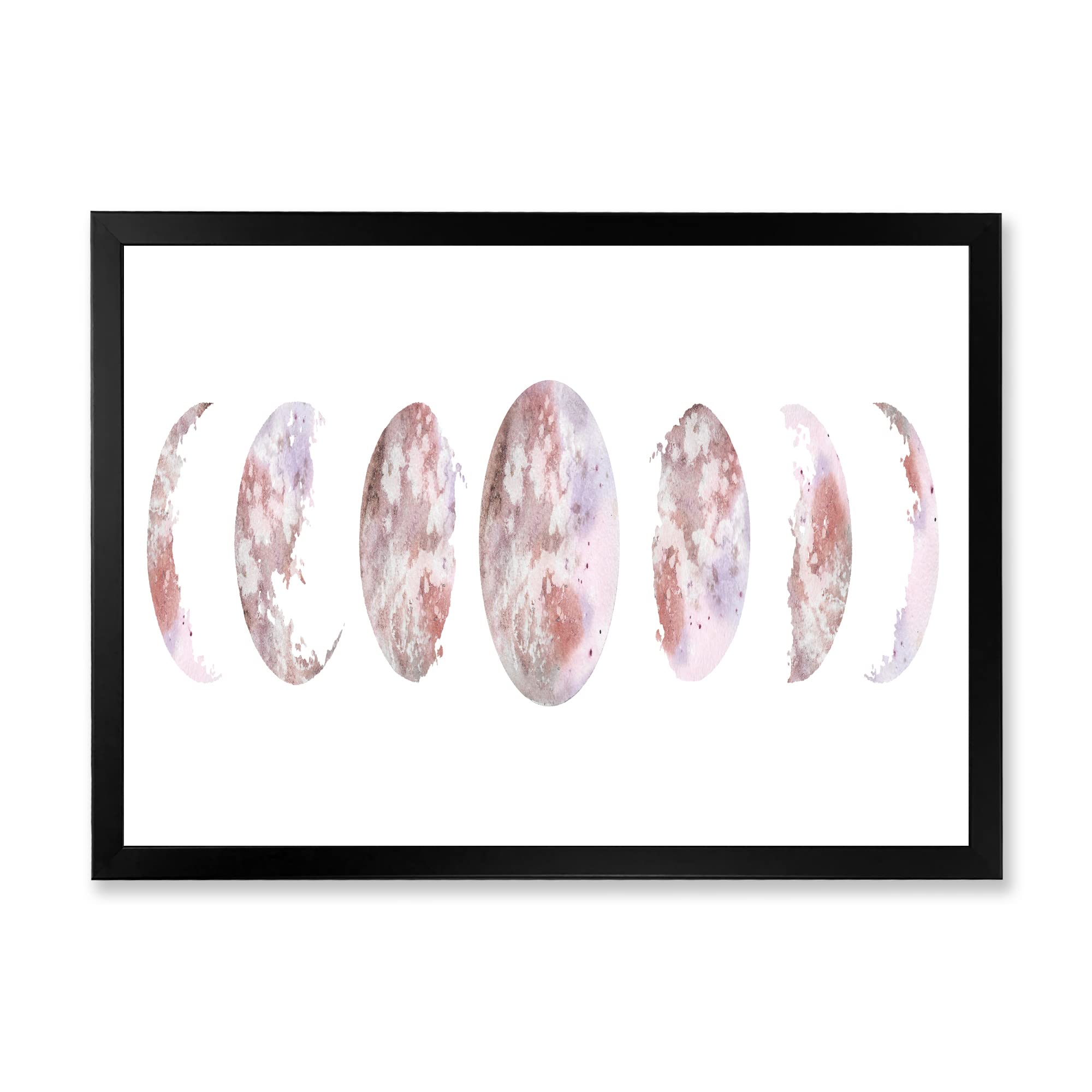 DesignQ Moon Phases Modern Framed Wall Art - Celestial Home Decor for Living Room, Bedroom & Office | Lunar Cycle Print for Boho, Minimalist & Contemporary Interiors