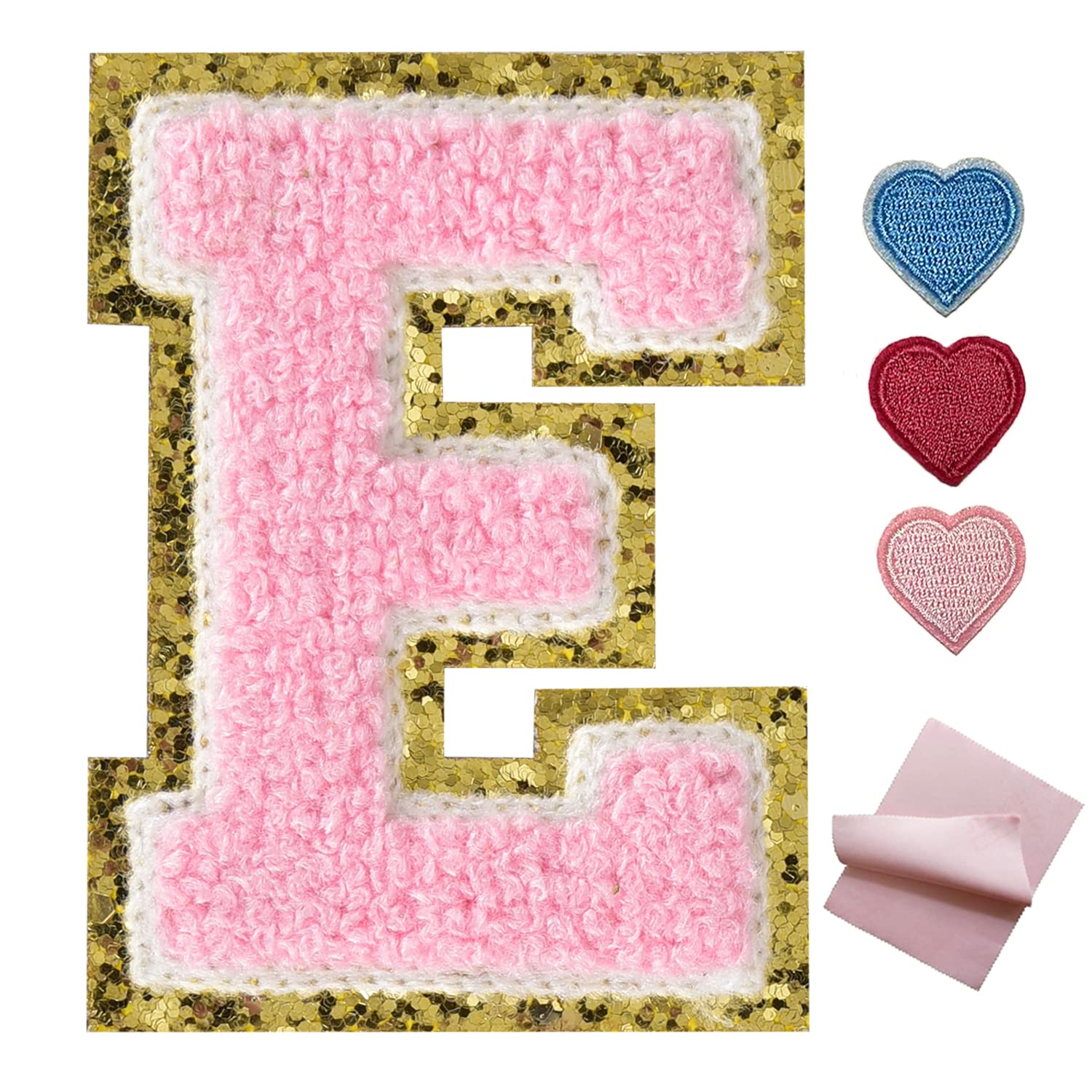 Custom Iron On Patches for Clothing - Glitter Letter Stickers & Pink Iron On Letters (6Pieces/3.14inch) - Perfect for Jackets, Bags, Denim & DIY Crafts