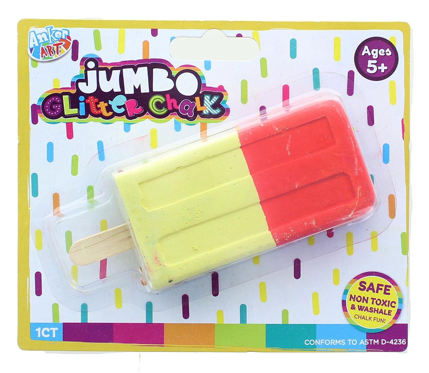 Jumbo Shaped Glitter Sidewalk Chalk for Kids - Colorful Ice Pop Design | Outdoor Play, Sidewalk Art, Summer Activities, Birthday Party Favors