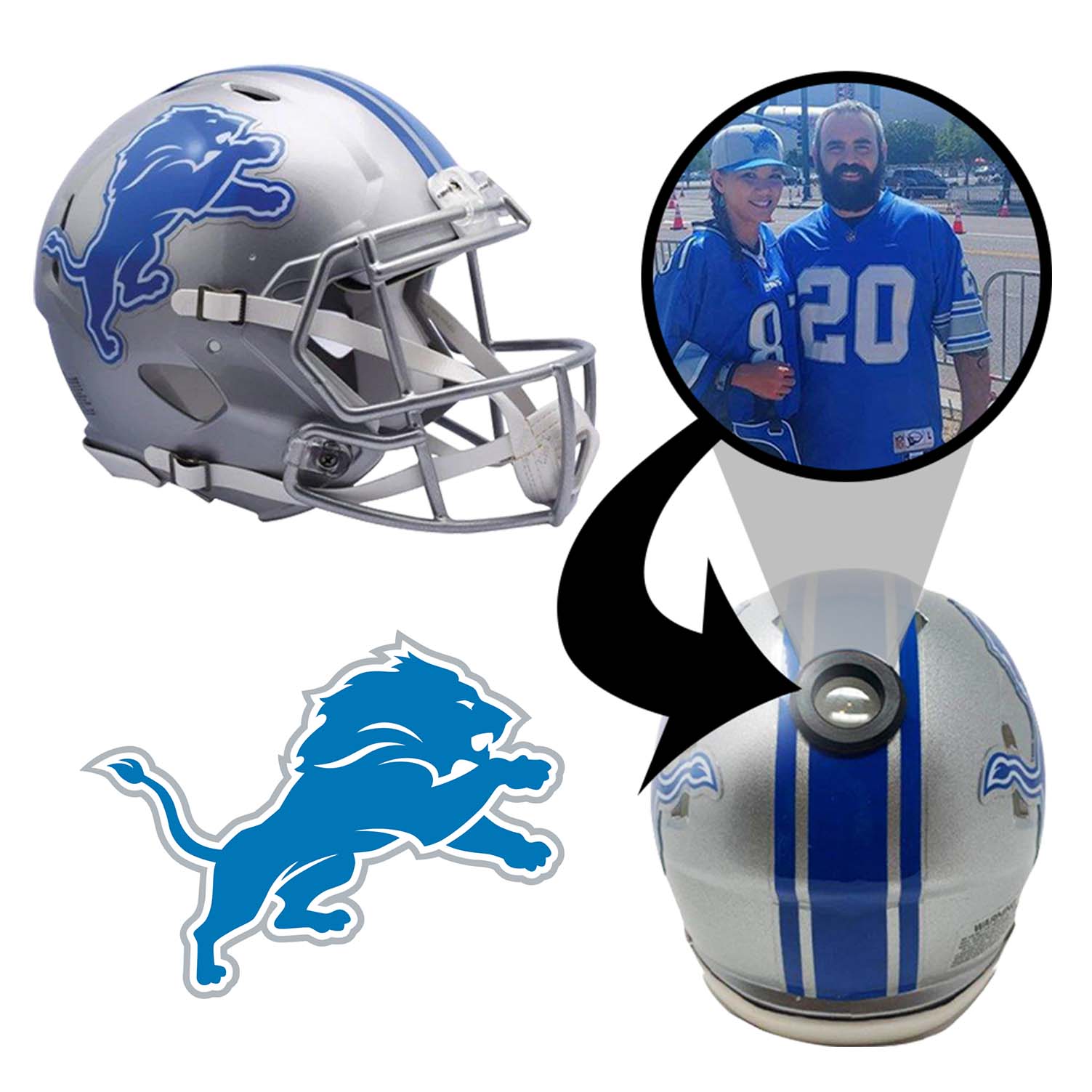 Detroit Lions NFL Mini Helmet with Display Stand - Perfect for Collectors, Sports Fans & Home/Office Decor