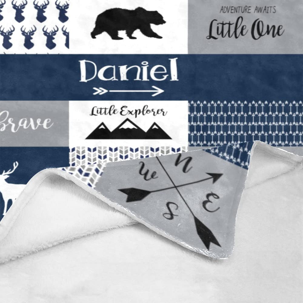 Personalized Woodland Animals Blanket with Name - Custom Baby Blanket for Boys & Girls, Soft Minky Fleece Flannel Blanket - Perfect Baby Shower Gift & Nursery Essential