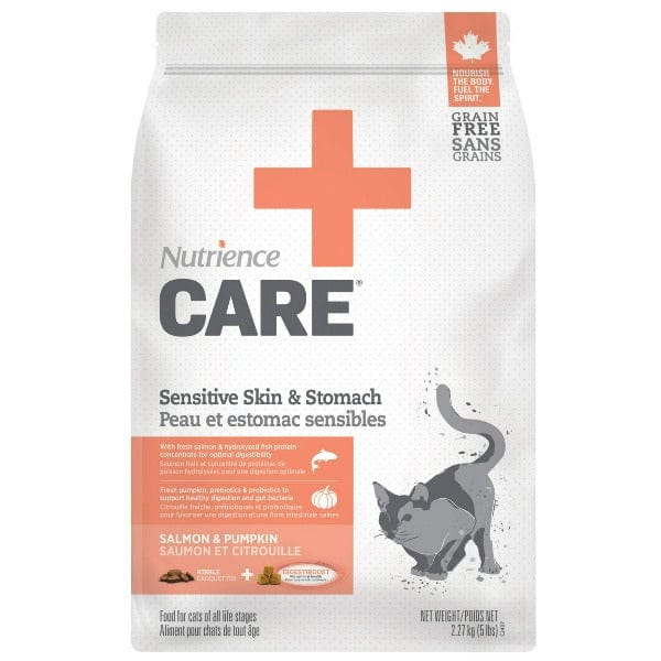 Nutrience Care+ Sensitive Skin & Stomach Hypoallergenic Dry Cat Food for Adult Cats - Grain-Free Digestive Support for Cats with Allergies - Perfect for Indoor & Outdoor Cats with Sensitive Stomachs