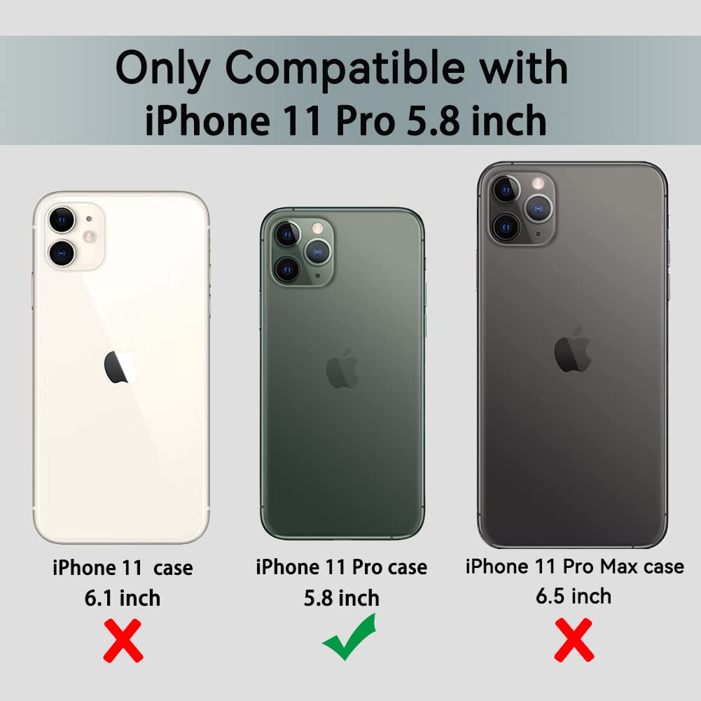 COOLQO iPhone 11 Pro Case 5.8 Inch - Clear Shockproof Silicone Cover with 2 Tempered Glass Screen Protectors | 360° Full Body Protection | Perfect for Everyday Use, Travel & Outdoor Activities - Green