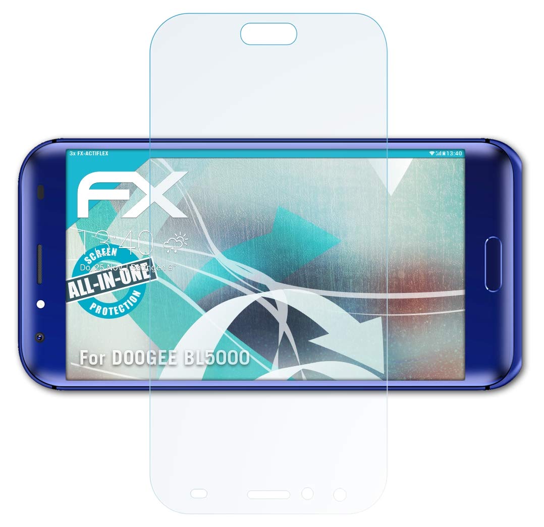 Doogee BL5000 Screen Protector - 3 Pack Ultra Clear Flexible Film FX Screen Protection for Scratch & Impact Resistance - Perfect for Outdoor, Travel & Daily Use
