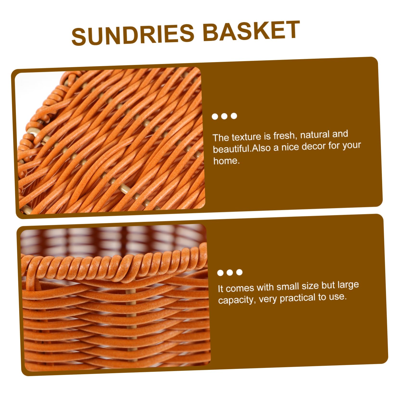 HEMOTON Small Woven Trash Can with Lid - Plastic Wicker Waste Basket for Bathroom, Bedroom, Office & Laundry | Stylish Storage Bin for Home & Office Organization