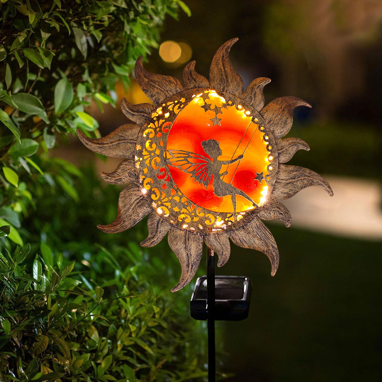 Solar Pathway Lights - YJFWAL Outdoor Garden Stake Lights with Butterfly & Glass Decor, Waterproof Fairy Lights for Walkway, Yard, Lawn, Patio (Warm White) | Perfect for Halloween, Christmas & Landscape Lighting Decorations