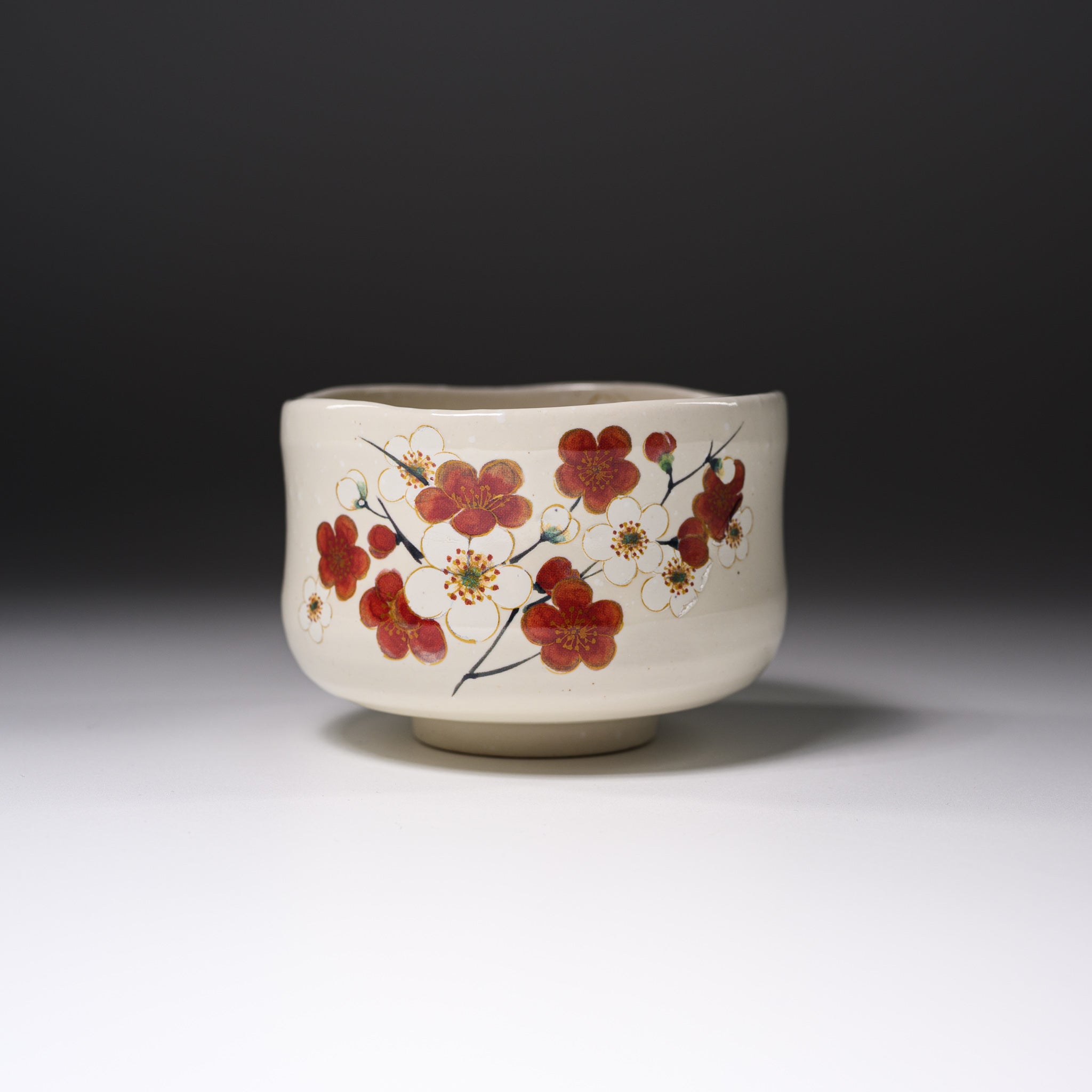 Premium Mini Matcha Bowl - Handcrafted Ceramic Tea Cup with Spring Plum Blossoms Design | Perfect for Japanese Tea Ceremony, Zen Meditation & Home Decor