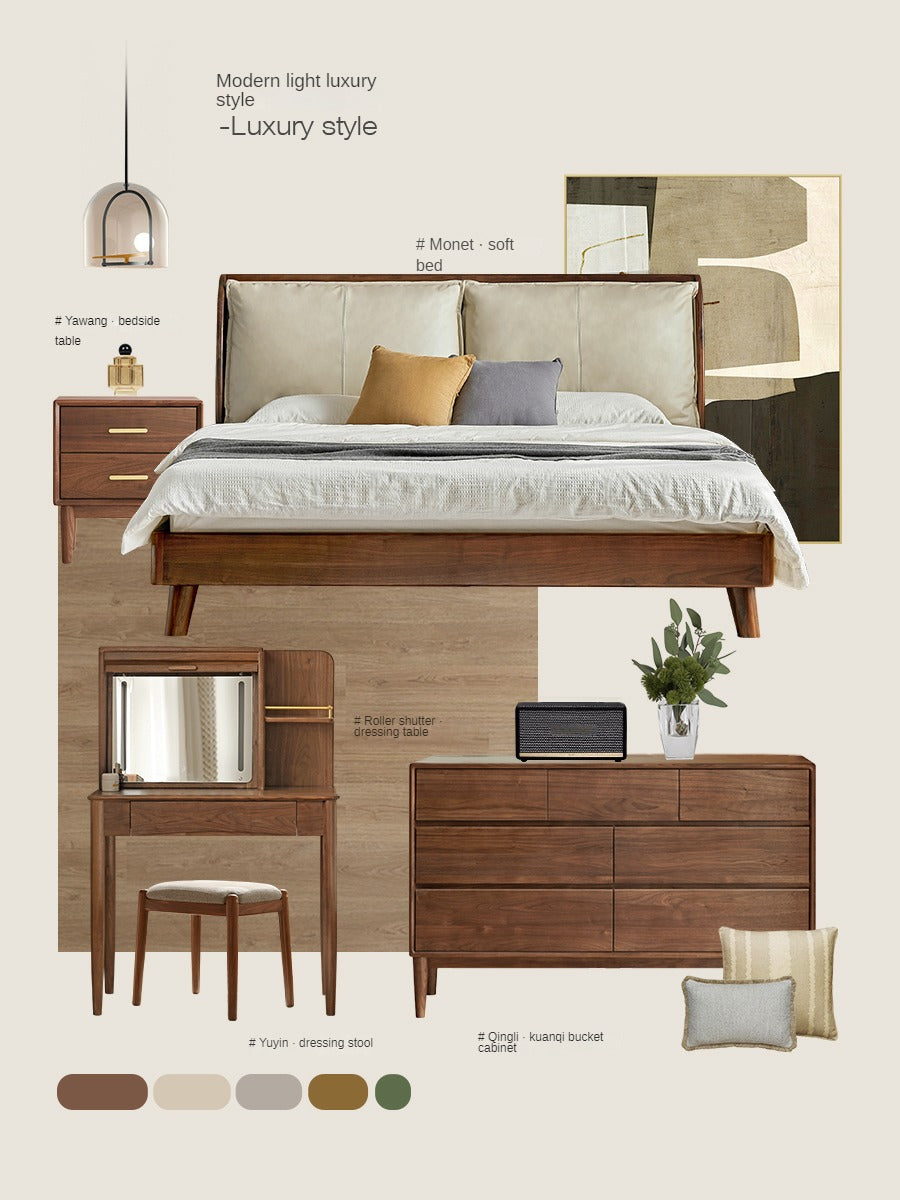 Solid Black Walnut Wood Nightstand - Bedside Table with Drawer for Bedroom Furniture, Modern Home Decor & Storage Solution