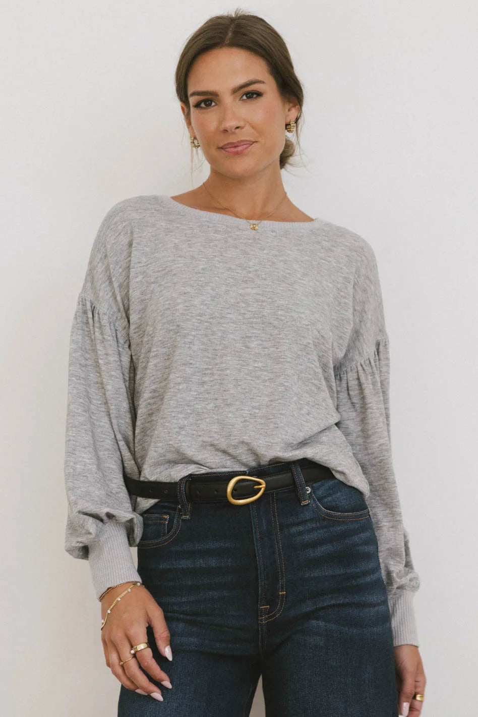 Kaori Women's Casual Grey Top - Soft & Comfortable Blouse for Everyday Wear | Perfect for Work, Dates & Outings | FINAL SALE