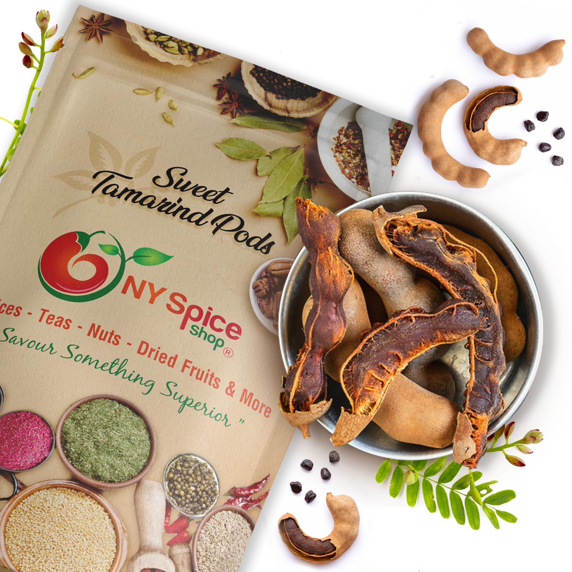 Sweet Tamarind Pods from Thailand - Whole Dried Tamarind Fruit - 5lb Healthy Snack - Rich in Nutrients & Antioxidants - Perfect for Cooking, Baking, Smoothies & Asian Cuisine