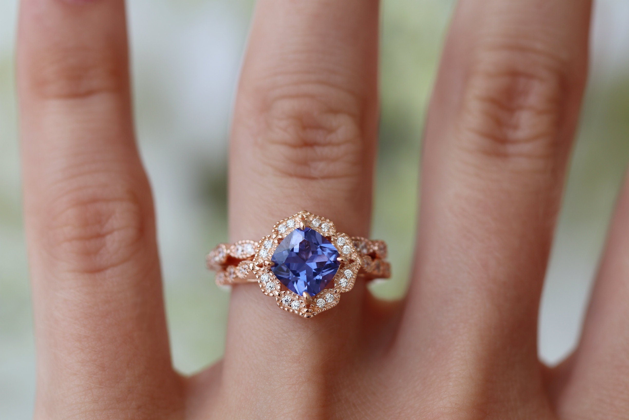 Exquisite Tanzanite Ring in 14K Rose Gold Vermeil – Elegant Jewelry for Women, Perfect for Weddings, Anniversaries & Special Occasions