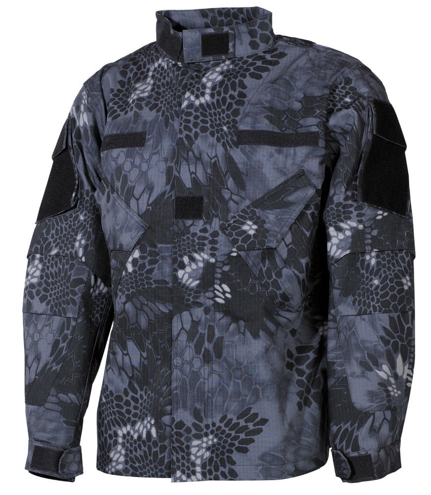 MFH Men's Tactical Combat Jacket - Snake Black - Military Style Outdoor Jacket for Hiking, Hunting & Adventure Activities