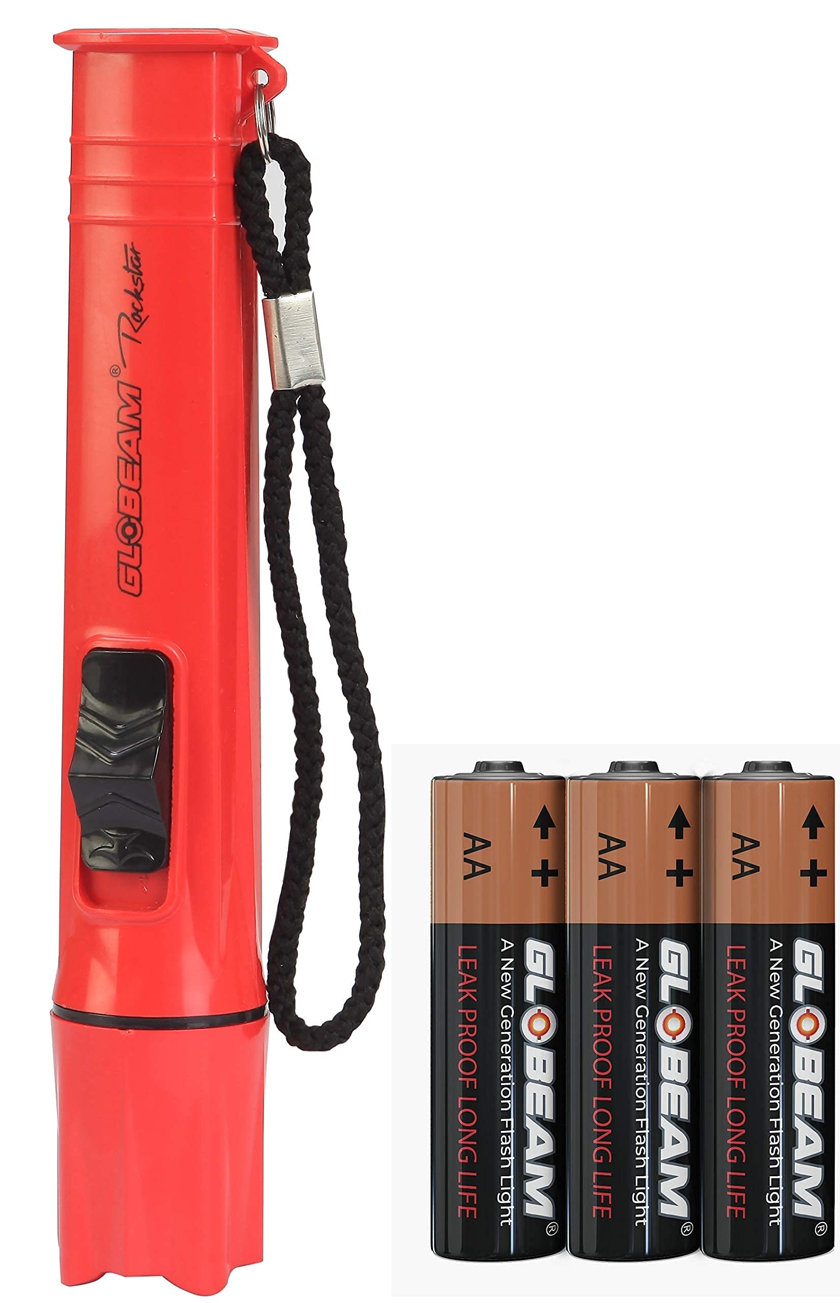 GLOBEAM Rockstar LED Flashlight - 3 Pack Professional LED Torch with AA Batteries Included, Durable ABS Plastic Body - Perfect for Camping, Hiking, Emergency & Outdoor Adventures