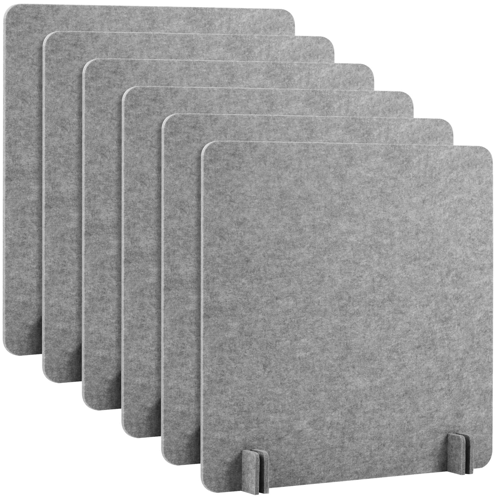 Kisston 6 Pack Acoustic Desk Dividers 24x24 Inches - Freestanding Office Privacy Panels for Noise Reduction & Visual Barrier - Light Gray Table Partitions for Students, Reception Areas & Open Workspaces