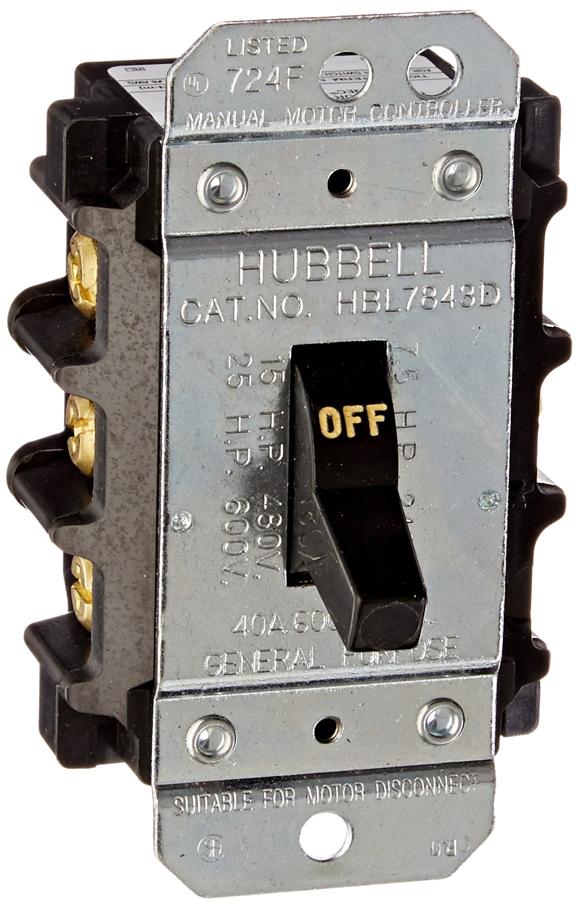 Hubbell HBL7843D 20285 Heavy Duty Disconnect Switch - 30A 600V AC/DC - Industrial Grade Safety Switch for Electrical Panels & Equipment - Perfect for Commercial Buildings, Factories & HVAC Systems