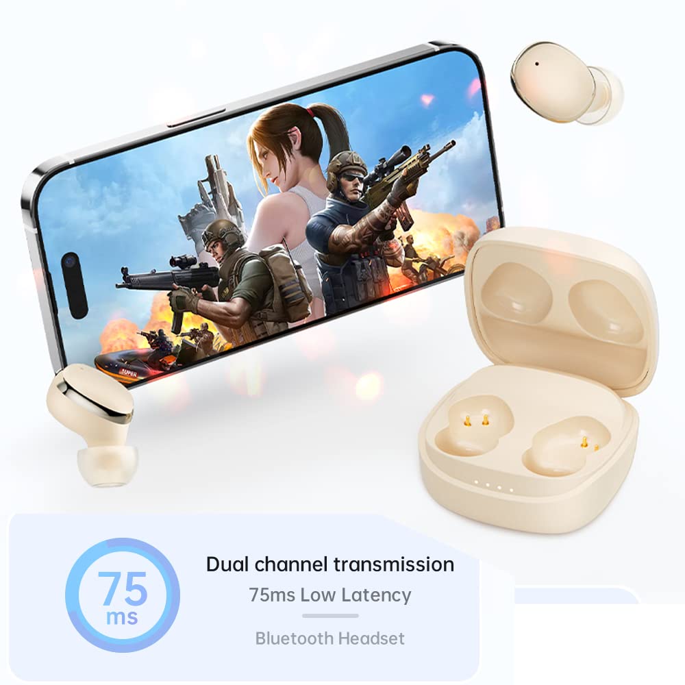 Kamon K14 Wireless Bluetooth Earbuds with Wireless Charging Case - Bluetooth 5.3, IPX7 Waterproof, Touch Control, Built-in Mic, Hi-Fi Stereo Sound - Compatible with iPhone 14/13, Samsung Galaxy - Perfect for Gym, Running & Daily Use (Black)
