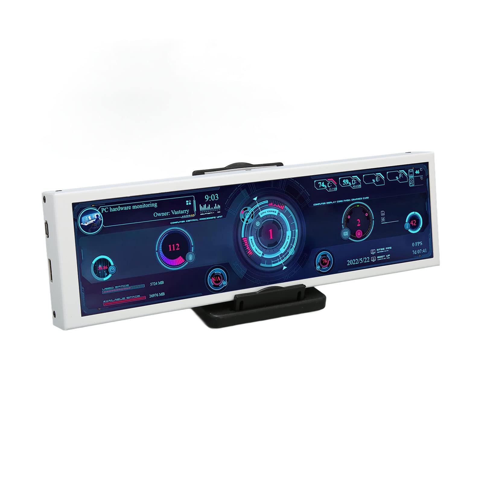 8.8 Inch IPS PC Temperature Monitor with Theme Editor - USB Powered CPU/GPU Data Display for Windows & Raspberry Pi - Perfect for Gaming Rigs & Home Office Setups