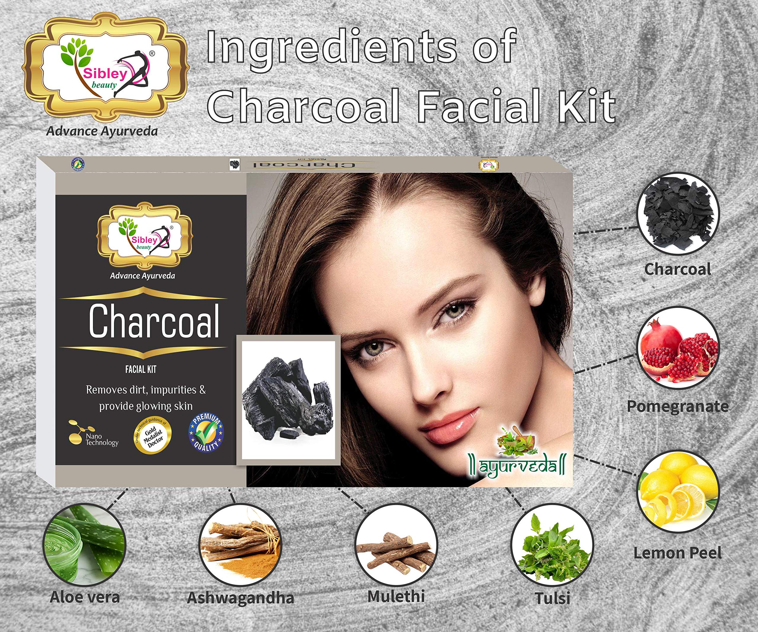 Sibley Beauty Activated Bamboo Charcoal Facial Kit (155g + 10ml Serum) 6-Pack - Detox & Glow Skincare Set for All Skin Types | Anti-Pollution, Deep Cleansing | Perfect for Daily Use, Travel & Gifts