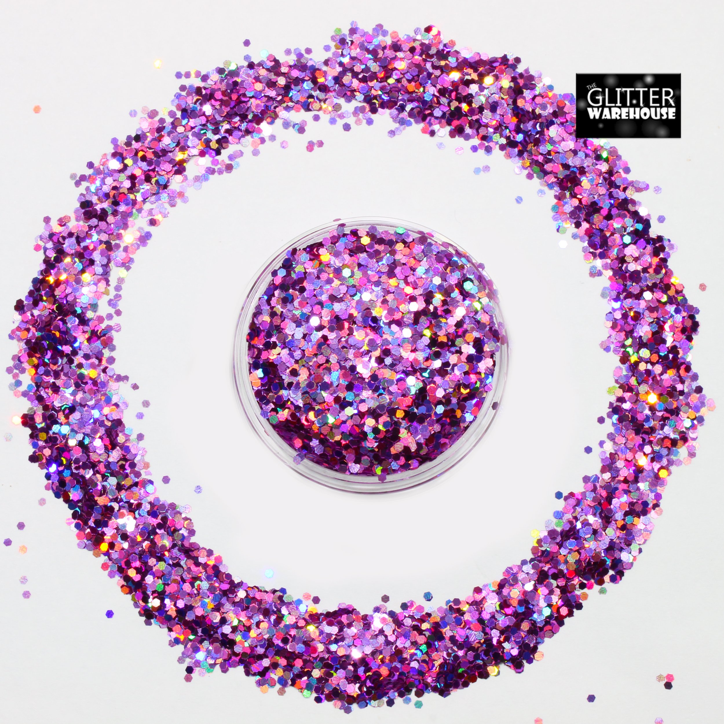 1mm Chunky Rose Pink Holographic Glitter Powder - Cosmetic Grade Loose Glitter for Face, Body, Hair, Nails, Eyes & Lips - 50g Resealable Bag - Perfect for Festival Makeup, Rave, Cosplay, Nail Art & DIY Crafts