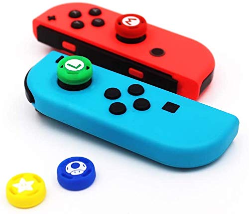 4Pcs Silicone Joystick Thumb Grip Covers for Nintendo Switch Joy-Con/Switch OLED/Switch Lite - Anti-Slip, Comfortable Game Controller Accessories for Enhanced Gaming Experience - Perfect for Mario Kart, Zelda & Multiplayer Gaming Sessions