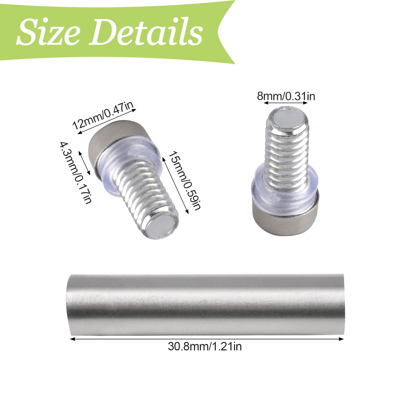 Stainless Steel Standoff Screws 8Pcs for Acrylic Glass & Wooden Boards - 12x40mm, DIY & Furniture Mounting