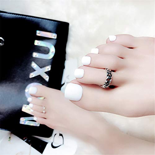 24Pcs Fake Artificial Toe Nails - Pure Color False Toe Nail Tips for Pedicure, Nail Art Decoration & Cosplay Accessories - Perfect for Salon, Home Manicure & Costume Parties