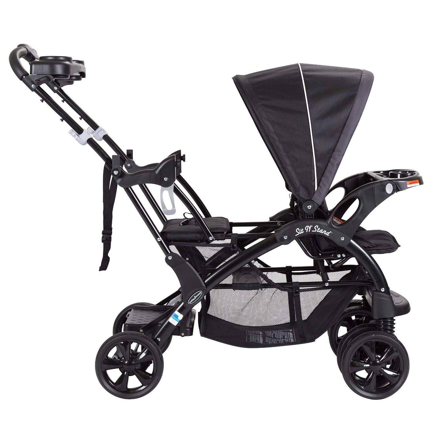 Baby Trend Sit N' Stand Double Stroller - Lightweight Tandem Stroller for 2 Kids with Adjustable Seats & Canopy, Onyx Black | Perfect for Twins, Siblings or Toddlers - Ideal for Shopping, Travel & Daily Walks