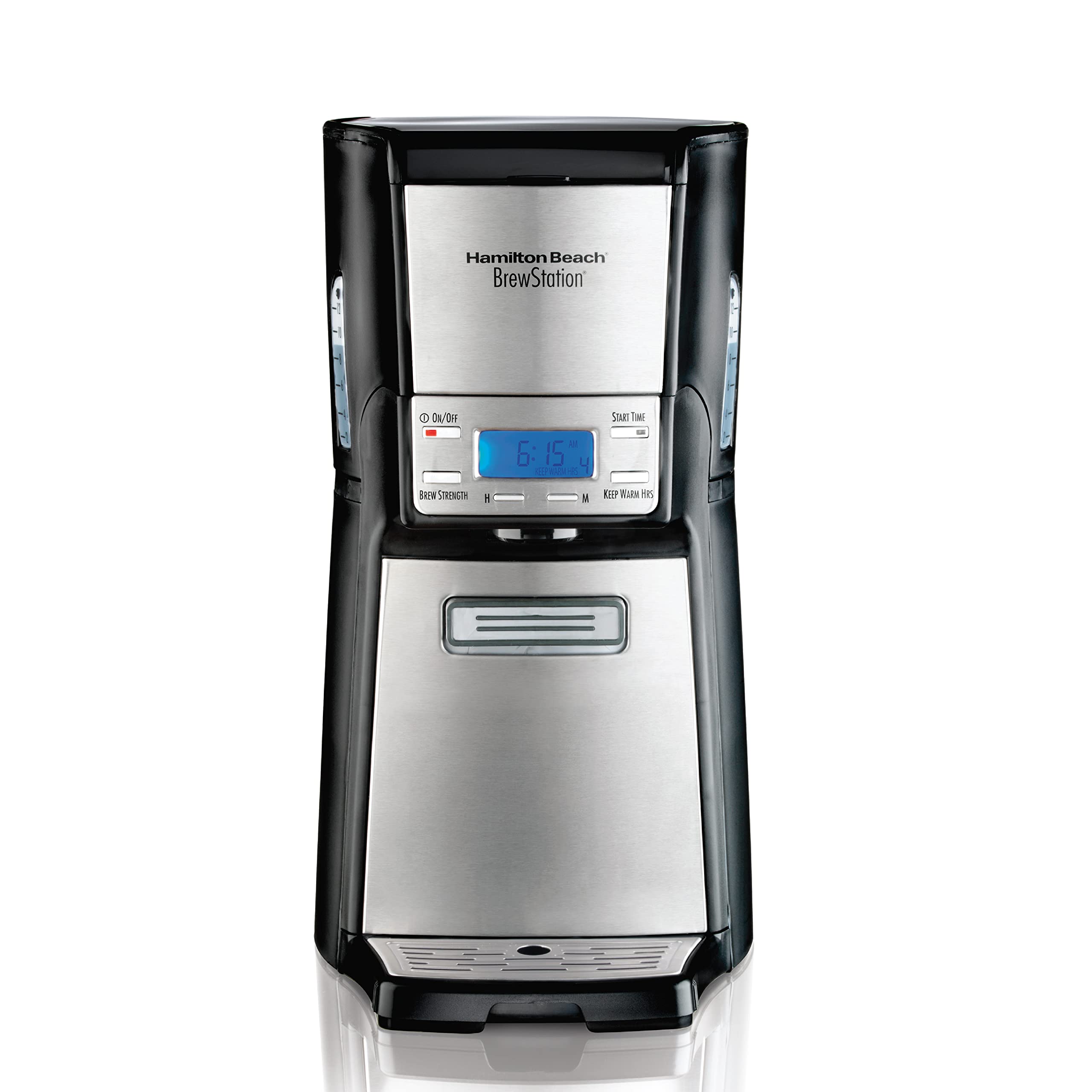 Hamilton Beach Brewstation 12-Cup Programmable Drip Coffee Maker with Internal Brew Pot & Water Reservoir - Black Stainless Steel - Perfect for Home, Office, and Kitchen Use