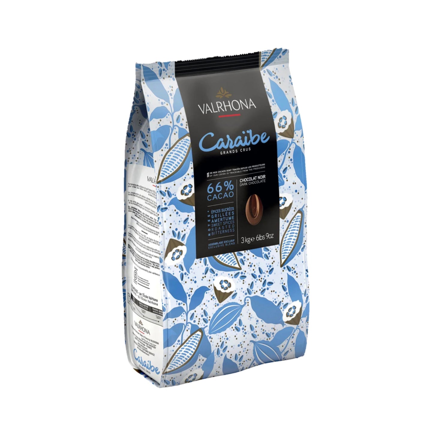 VALRHONA Caraibe 66% Dark Chocolate Couverture Bar for Baking, Desserts & Gourmet Recipes - Premium Baking Chocolate for Professional Chefs & Home Bakers