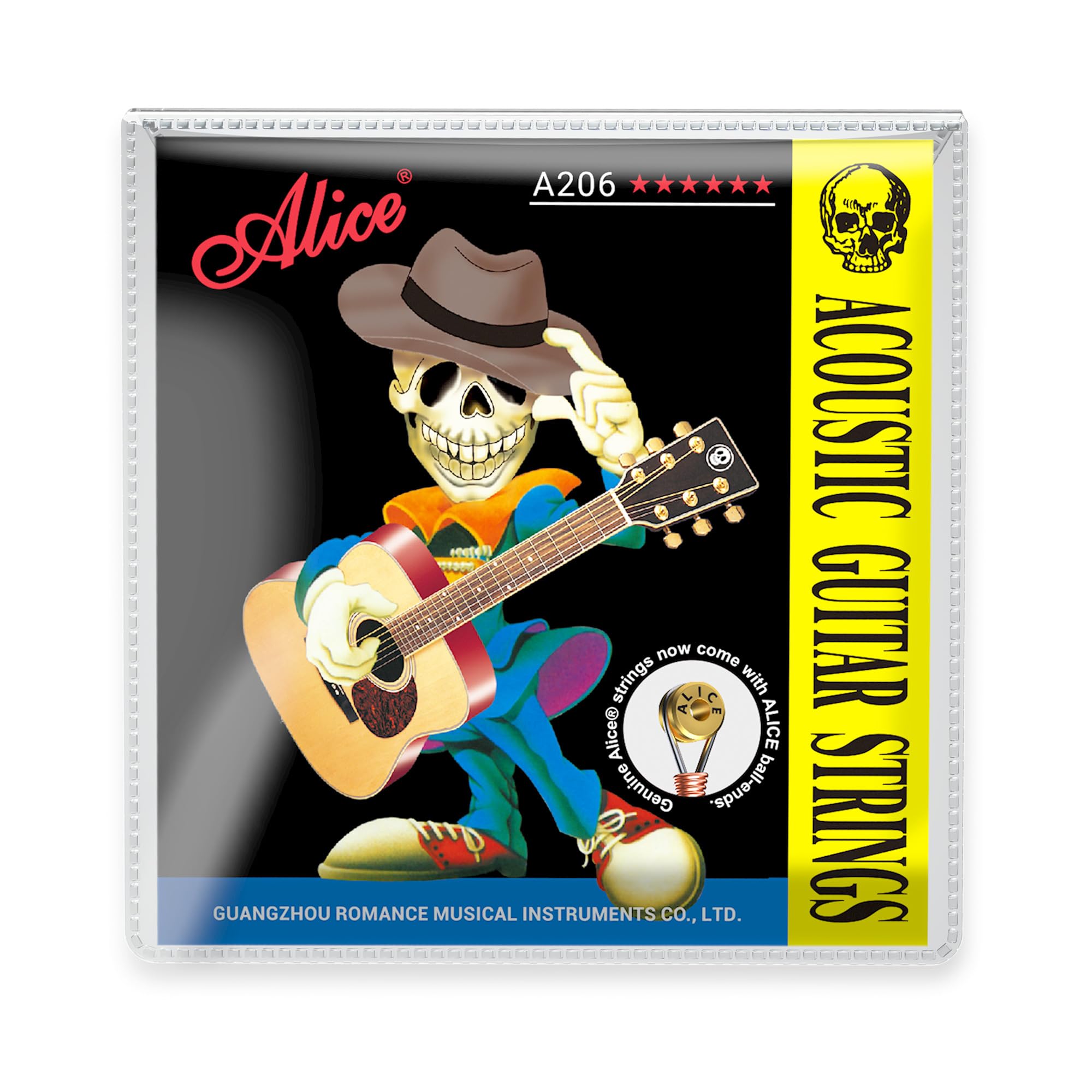 Alice Acoustic Guitar Strings Set - 6-String Phosphor Bronze Coated Steel Alloy (Super Light A206) for Beginners | 1 Pack | Perfect for Practice, Recording & Live Performances