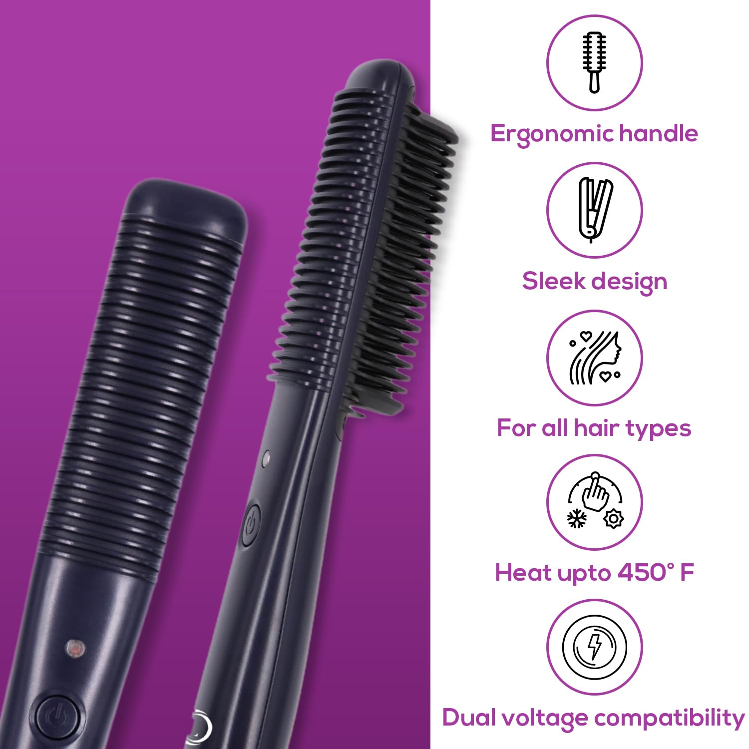 LEV Hair Pro Glider - 2-in-1 Curling & Straightening Iron for All Hair Types | Ionic Silk Flat Iron with Rapid Heat up to 450°F | Perfect for Curly, Fine, Frizzy Hair Styling at Home, Salon & Travel