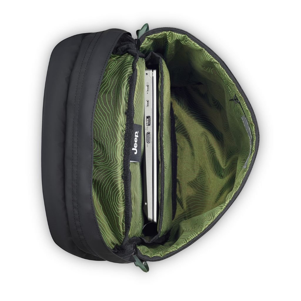 Jeep 17-Inch Laptop Backpack with RFID Protection - Durable Cylindrical Design for Work & Travel (Black) | Perfect for Commuting, Business Trips & College Students