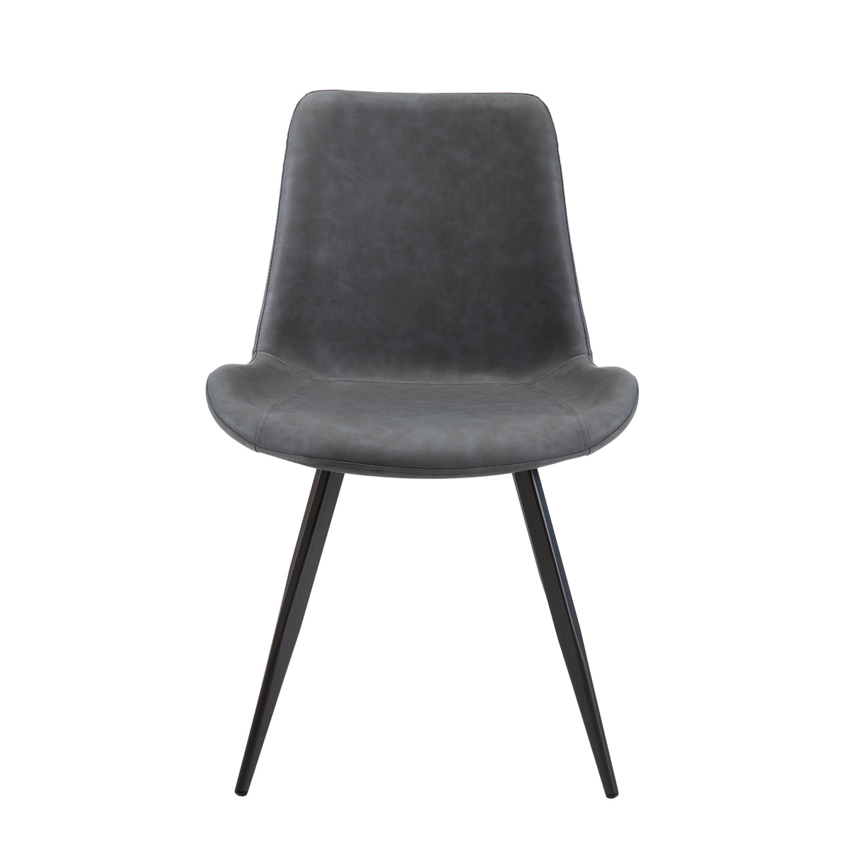 Modern Grey Faux Leather Dining Chairs with Black Metal Legs - Set of 2 for Kitchen, Dining Room, Office or Living Room