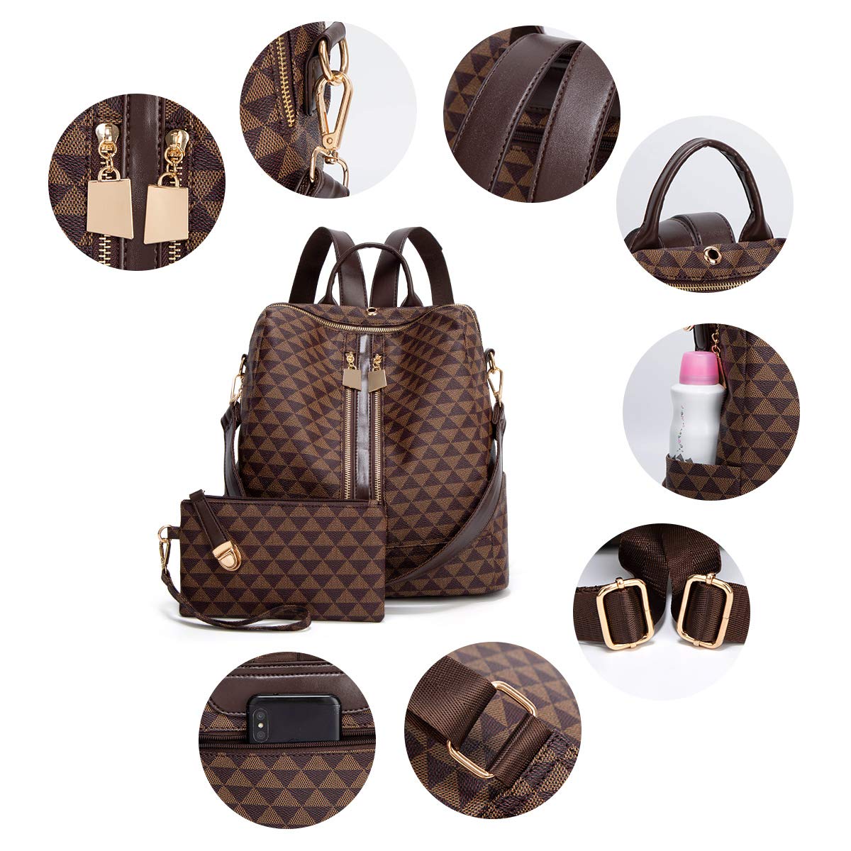 Stylish Convertible PU Leather Backpack Purse for Women - 2-in-1 Travel Satchel & Handbag Set (Perfect for Work, Travel & Everyday Use)