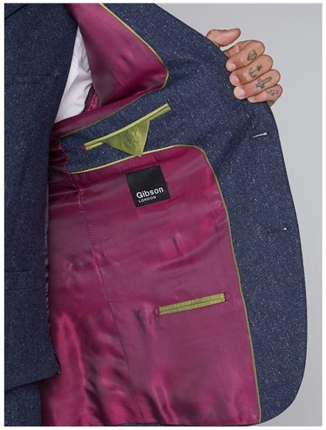 Gibson Blue Tweed Slim Fit Jacket for Men - Classic Wool Blazer with Notch Lapel - Perfect for Business, Office, and Formal Occasions