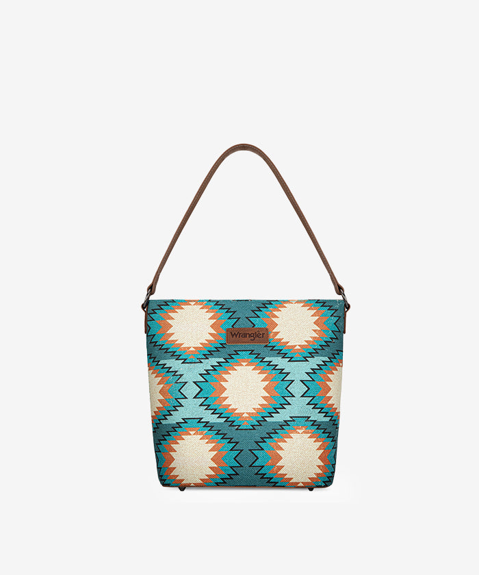 Wrangler Dual-Sided Print Canvas Shoulder Bag for Men & Women - Stylish Crossbody Purse for Travel, Work, and Everyday Use