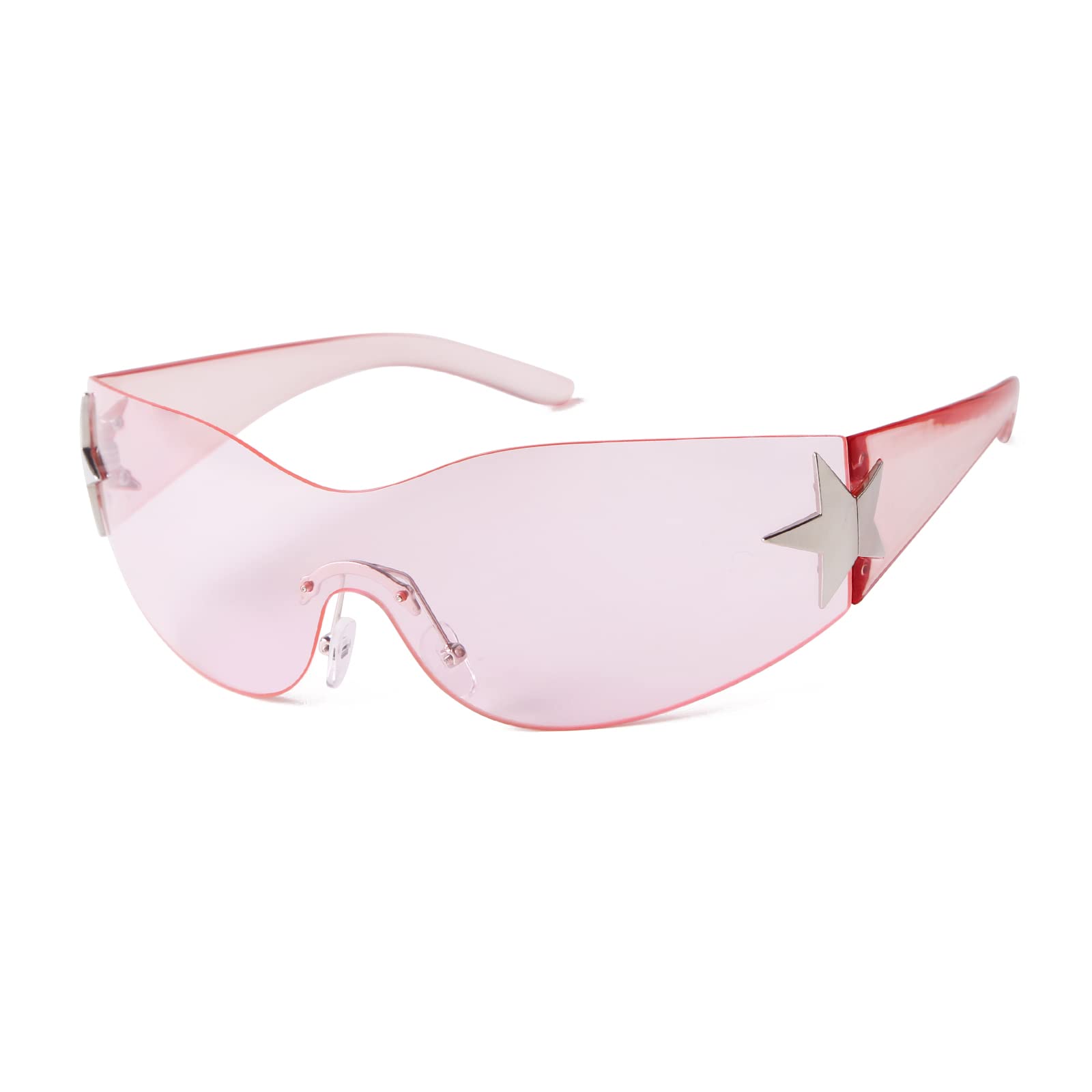 Laurinny Y2K Rimless Sunglasses - Fashion Oversized Retro Sunglasses for Women & Men | 2000s Wrap Around UV Protection Shades | Perfect for Beach, Driving & Outdoor Activities