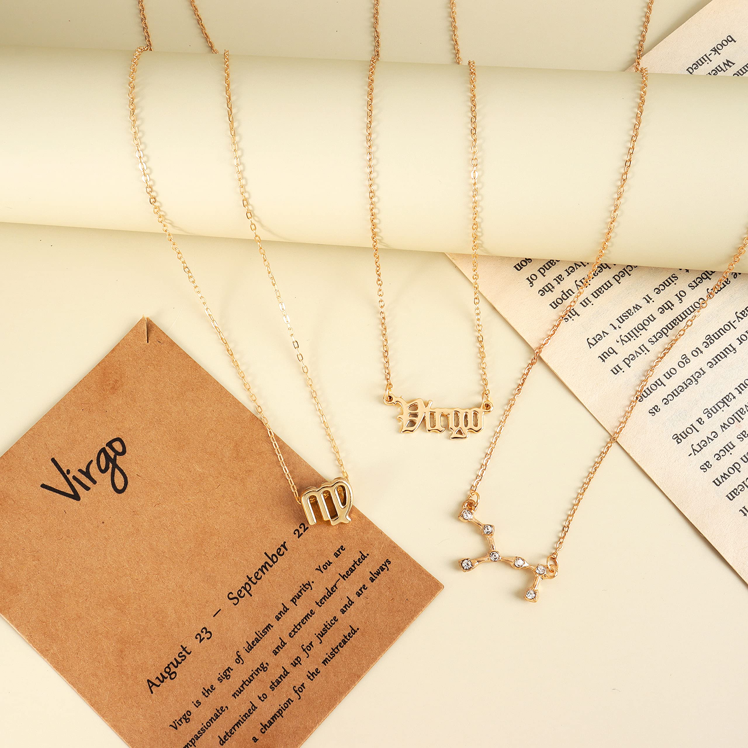 12 Constellation Necklaces for Women - Zodiac Sign Gifts Set of 3, Trendy Stocking Stuffers & Birthday Presents - Perfect for Daily Wear, Special Occasions & Astrology Lovers