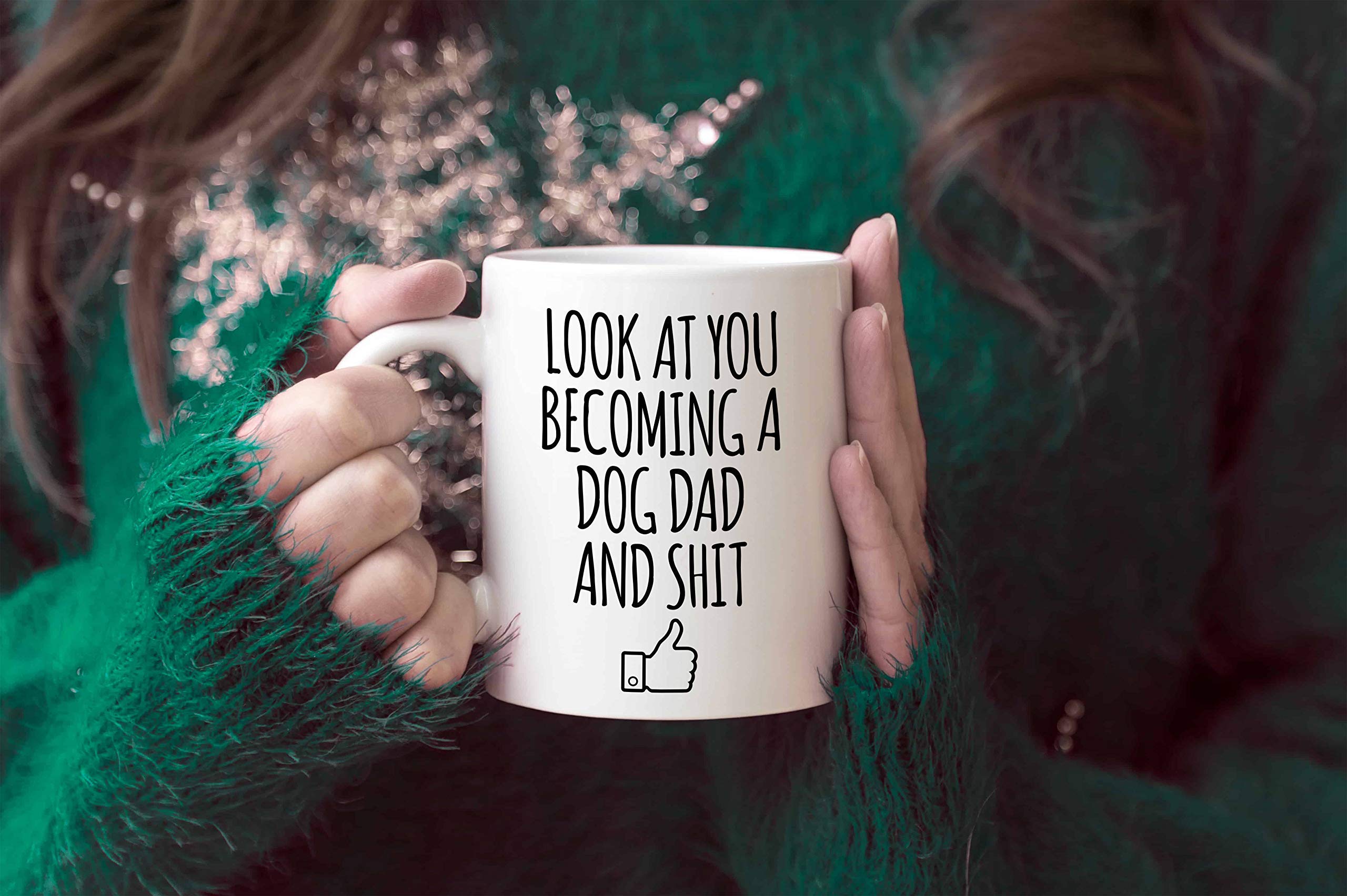 Funny Dog Dad Coffee Mug - Sarcastic 'Look At You Becoming A Dog Dad' Ceramic Cup for K-9 Lovers | Perfect Gift for St Patrick's Day, Christmas & Birthdays | Great Pet Themed Present for Dog Owners | Enjoy Your Morning Coffee with This Humorous Cup