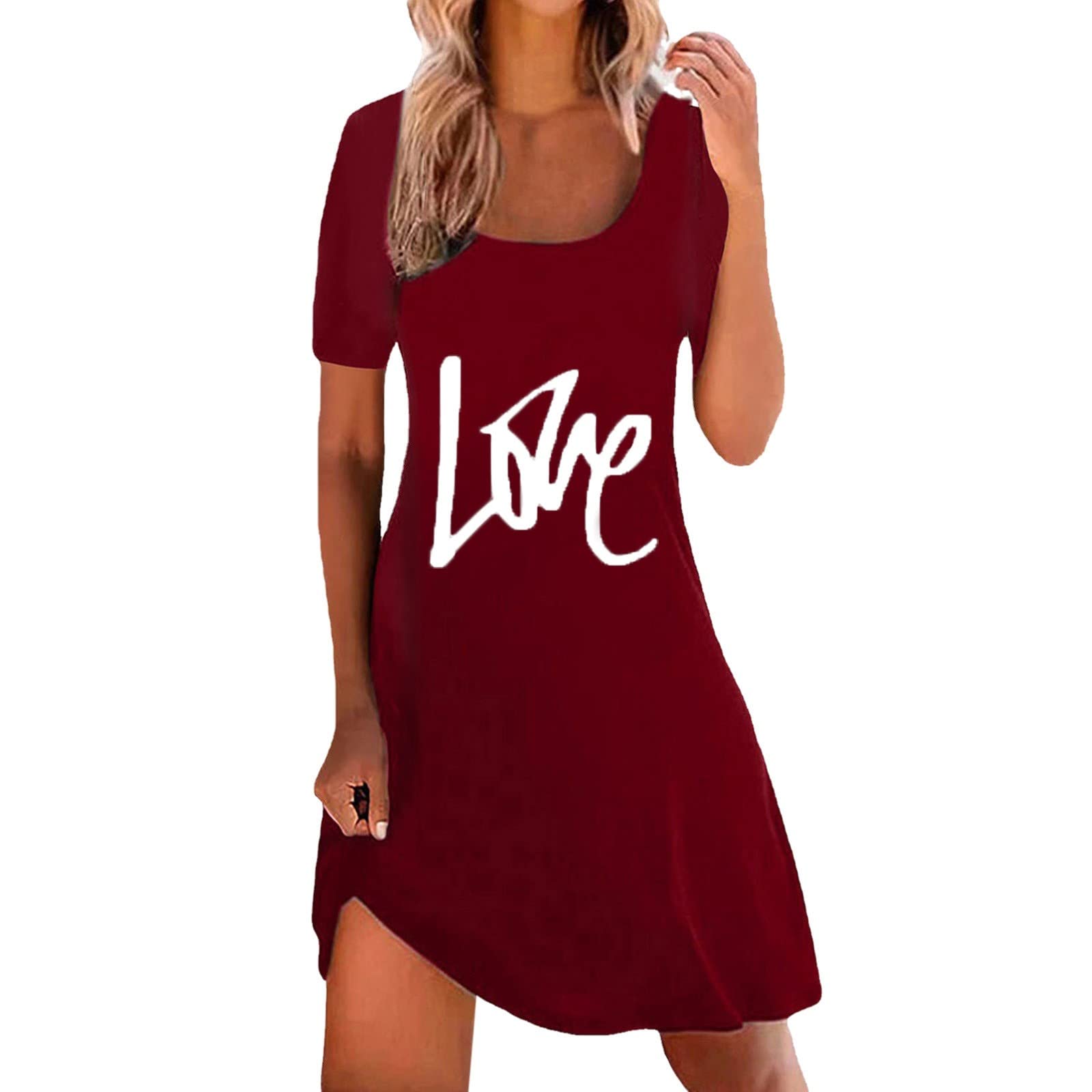 Women's Summer Casual Dress - Round Neck Short Sleeve Solid Color Loose Fit Elegant Black Dress for Beach, Party & Everyday Wear