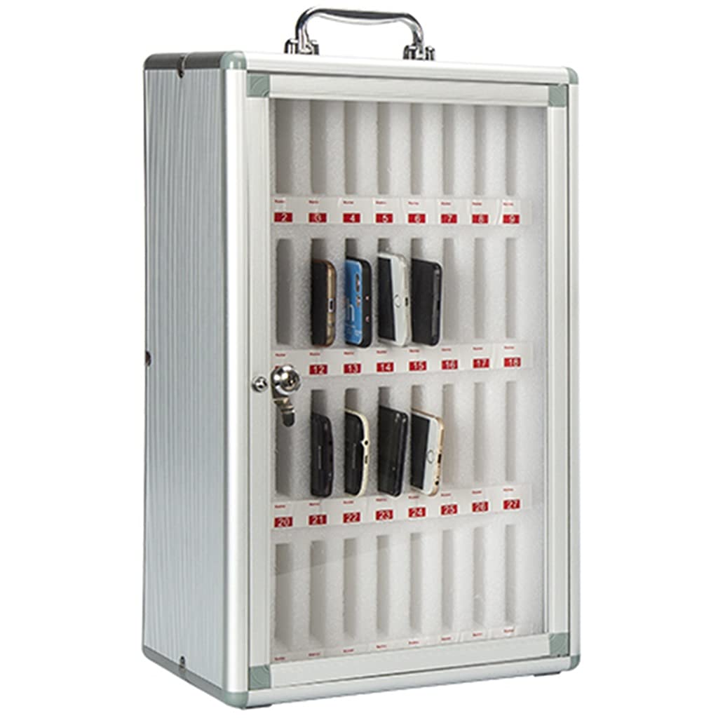 Multi-Cell Phone Storage Box with Lock - Wall Mount Transparent Mobile Phone Safe Deposit Cabinet for School, Office & Home (Silver, 60cm) - Perfect for Classrooms, Teacher Desks & Student Dorm Organization