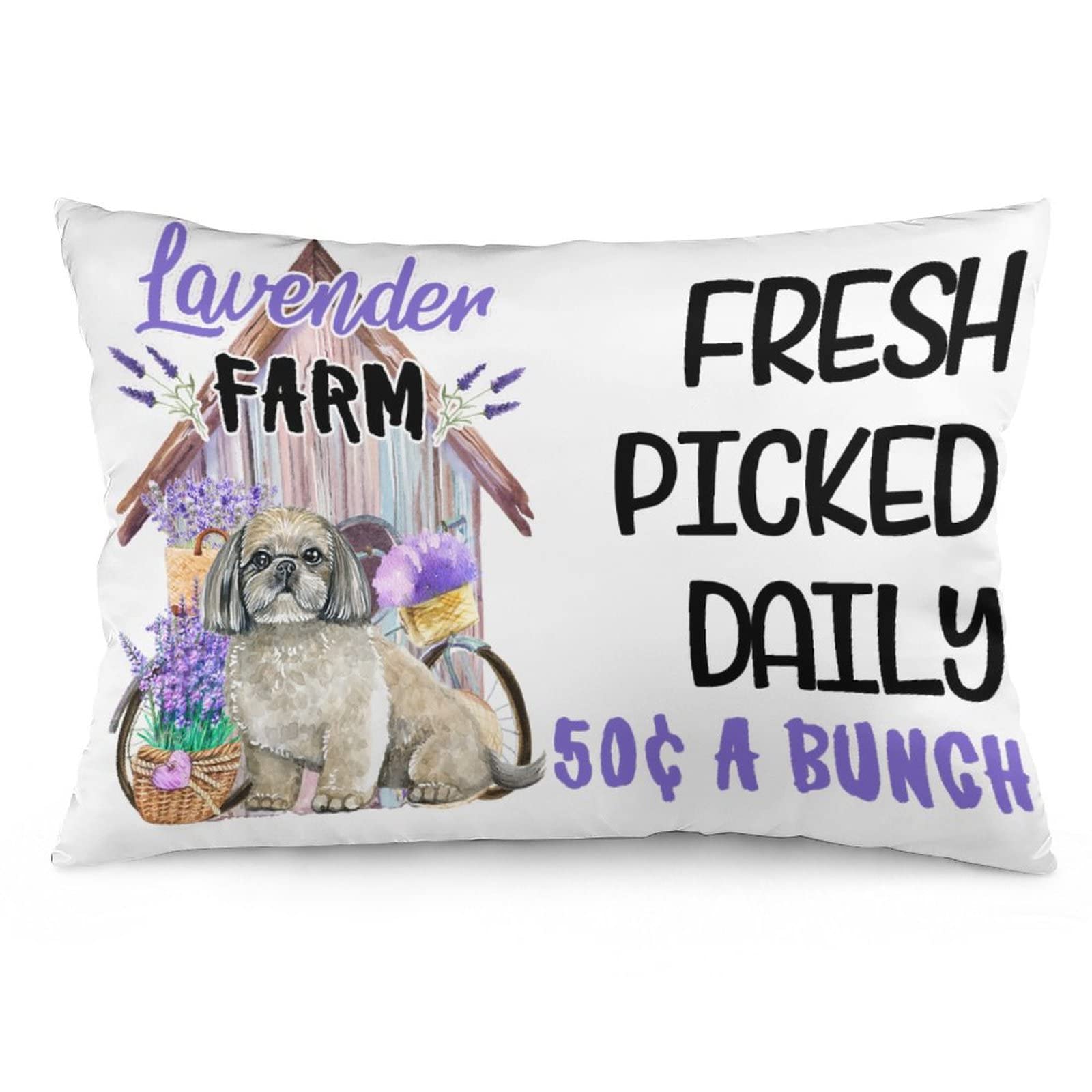 Lavender Farm Fresh Rectangle Pillow Covers - 20x30 Inch Queen Size Zippered Pillowcases for Girls & Boys | Farmhouse Decor, Bedroom Accent, Sofa Throw Pillow Covers